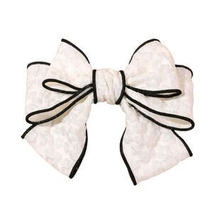 Black and White Hair Bow Barrette